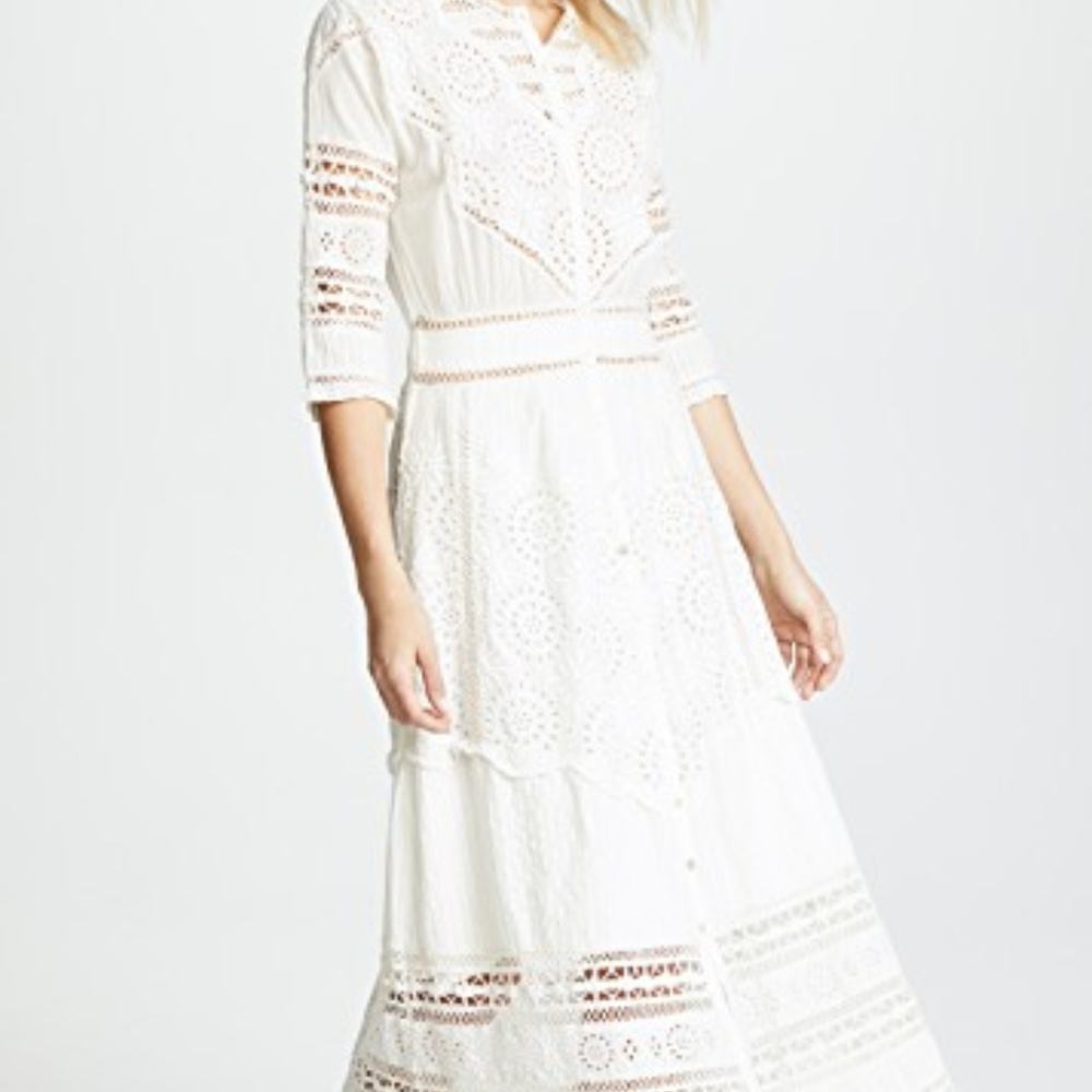 Love Shack Fancy BETH Crochet Lace Shirt Dress XS - Picture 8 of 8